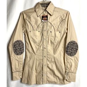 Majo West Vaquerisima Womens Western Cowboy Pearl Snap Shirt XS Elbow Patches